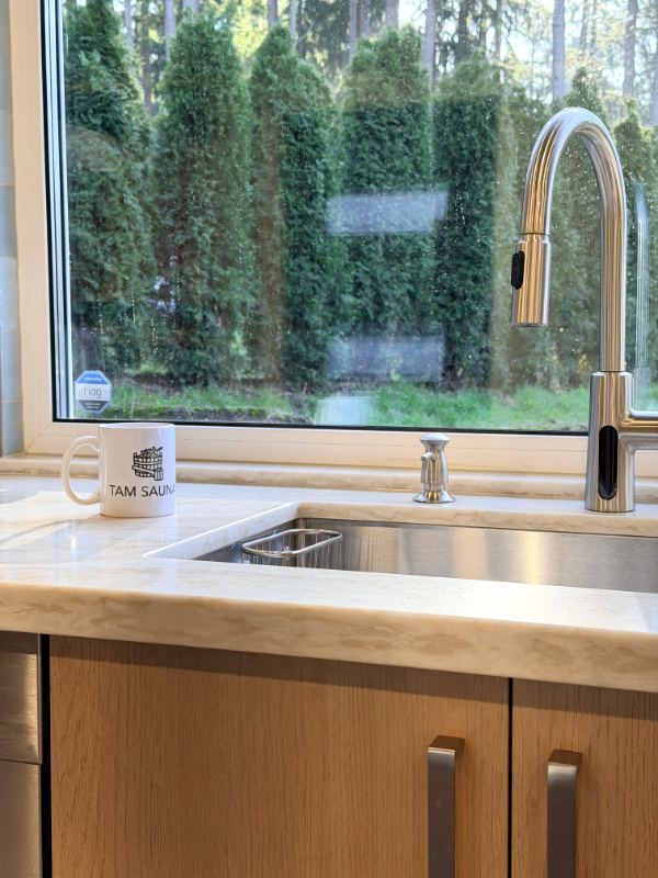 Kitchen counter with a window