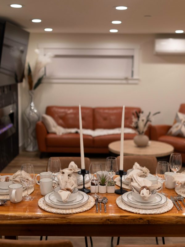 Long dining table set for a group