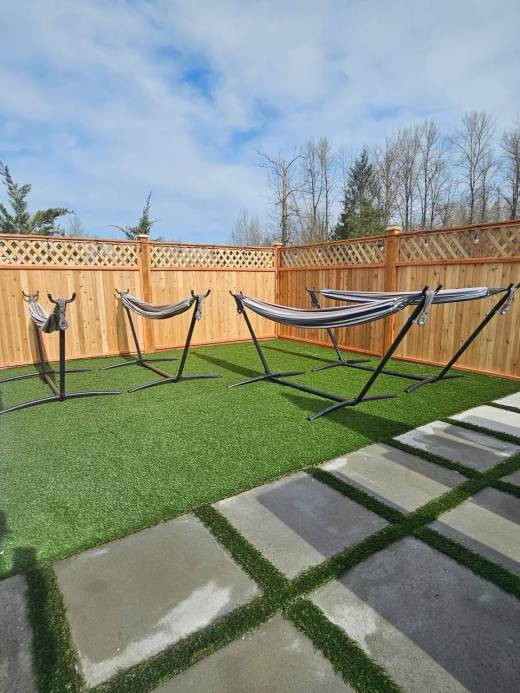Hammocks on artificial grass