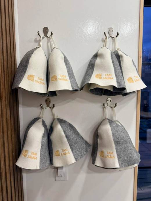 Tam Sauna felt sauna hats on hooks
