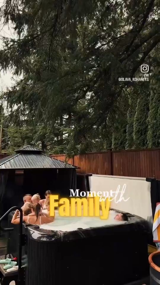 Family enjoying the hot tub